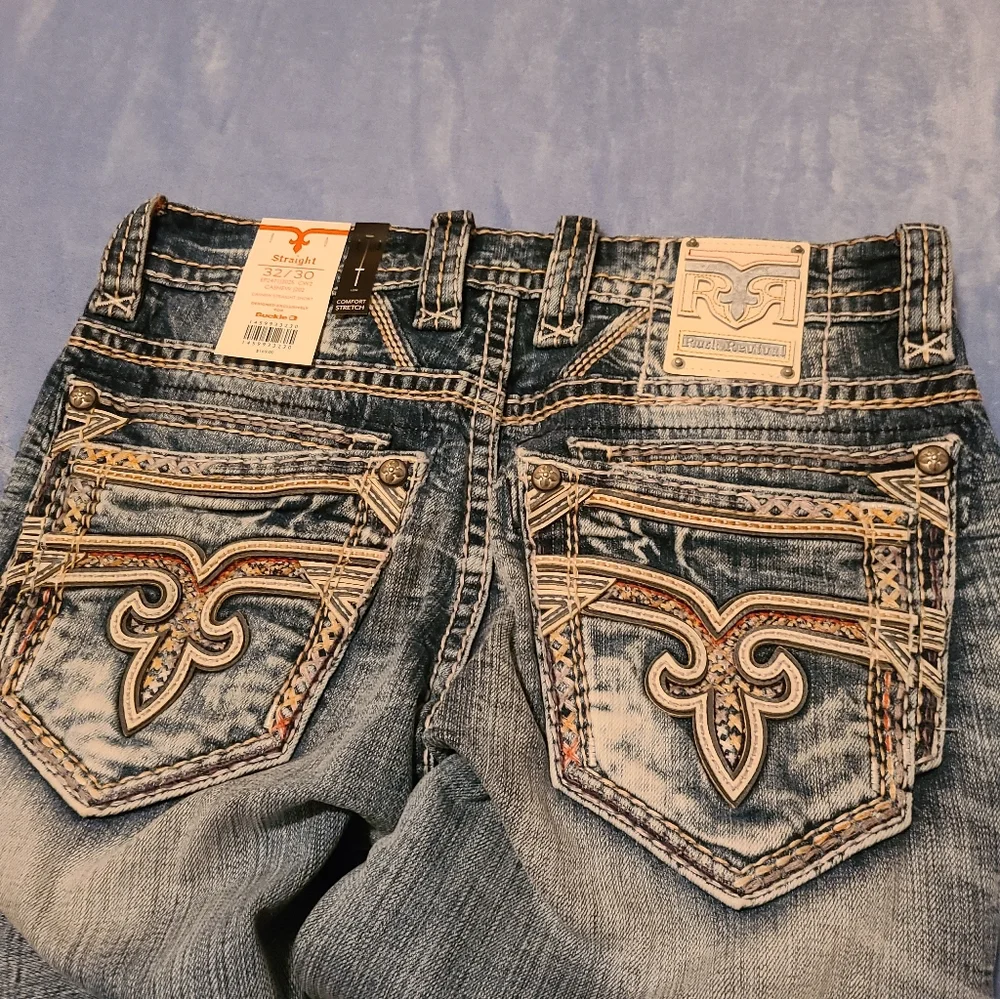 Mens NWT Rock Revival straight jeans size 32x30 - Picture 1 of 6